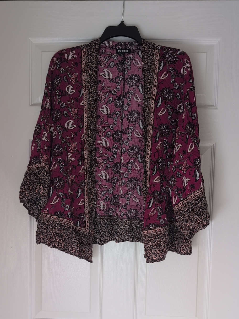 torrid Plum Floral Open Front Kimono Cardigan